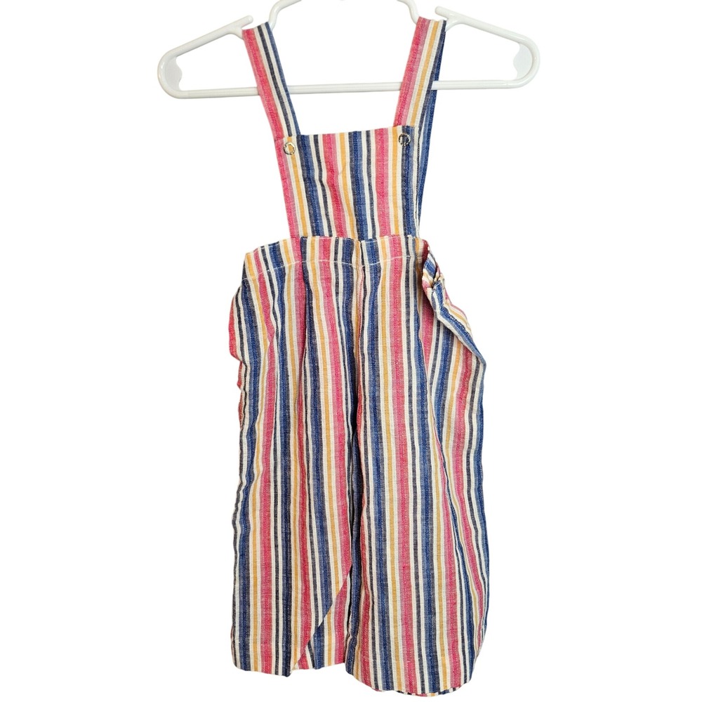 Overalls & Blouse Handmade Vtg Toddler Girls 2 Piece Set Pink Blue Yellow Easter